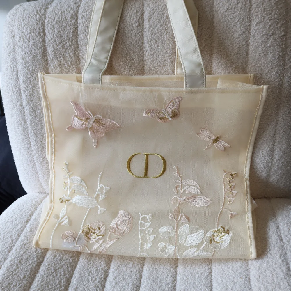 DIOR Butterfly Embroidered Mesh Tote Bag GWP